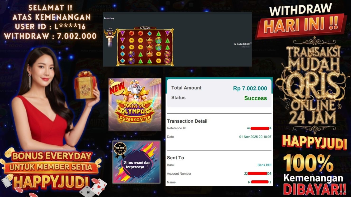 HAPPYJUDI JACKPOT SLOT GATES OF OLYMPUS SUPER SCATTER